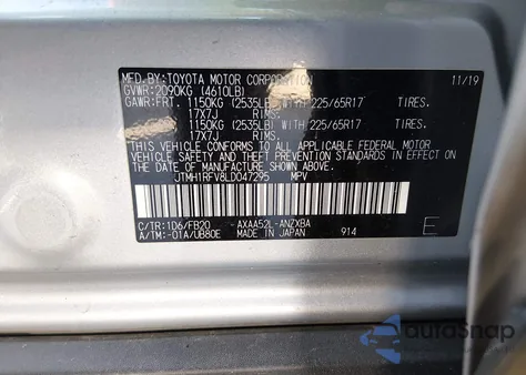 2020 Toyota Rav4 Le z USA, uszkodzony, nr VIN JTMH1RFV8LD047295